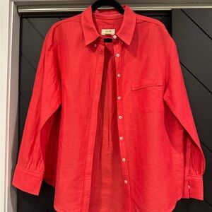 Anthropologie Maeve Red Button-Up Shirt small